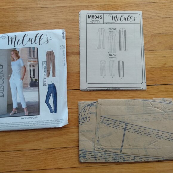 Jeans Pants Sewing Pattern Yoked Button Fly Front Size 6-14 UNCUT McCall's 8045 - Picture 9 of 10